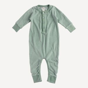 2T Kate Quinn long sleeve sport union suit iceberg green cotton velour pastel